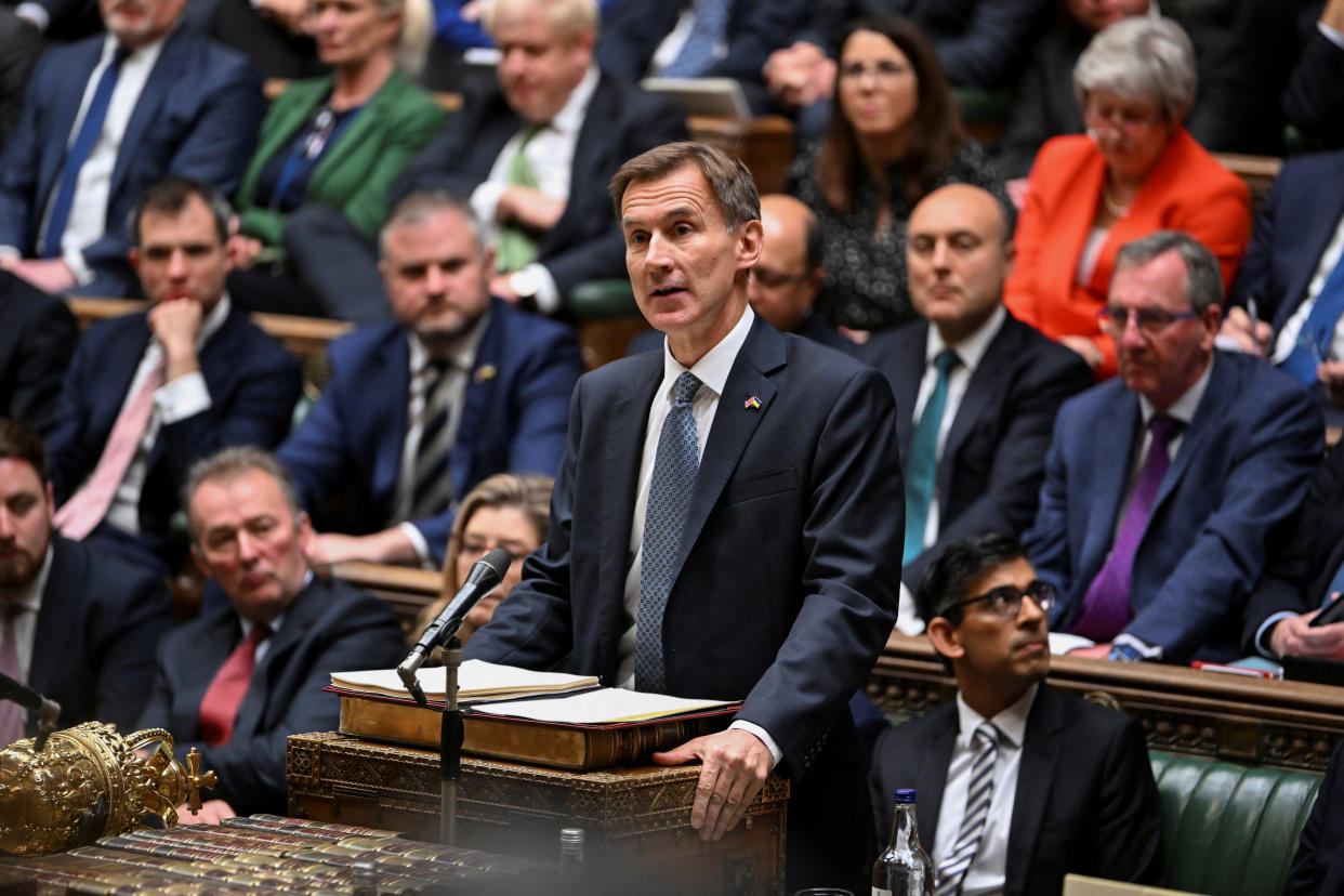 Britain's Chancellor of the Exchequer Jeremy Hunt gives Autumn Statement at the House of Commons in London, Britain, November 17, 2022. UK Parliament/Jessica Taylor/Handout via REUTERS THIS IMAGE HAS BEEN SUPPLIED BY A THIRD PARTY. MANDATORY CREDIT. IMAGE MUST NOT BE ALTERED.