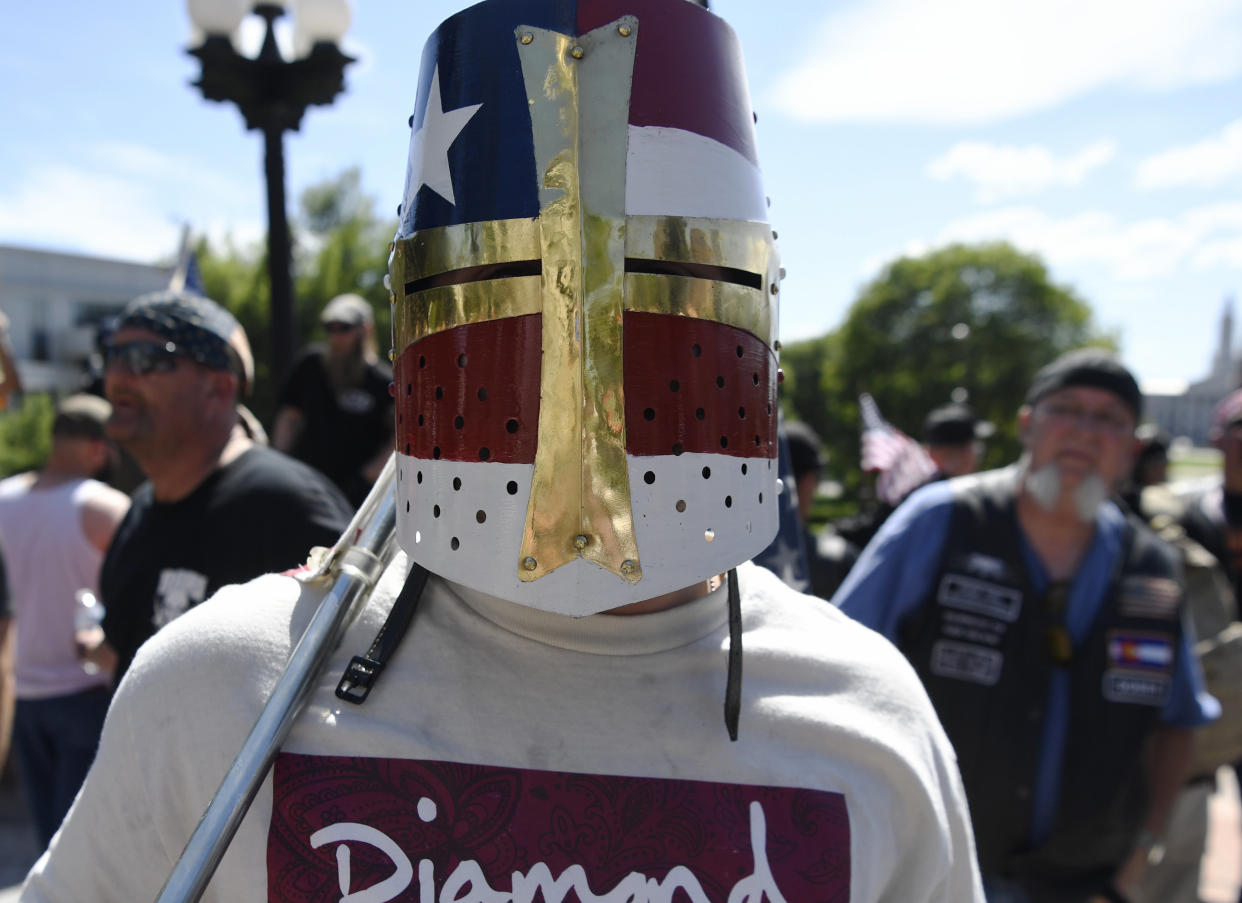 Anti-Sharia protesters gathered on the west steps of the Colorado Capitol in Denver on June 10. (Photo: Andy Cross/The Denver Post via Getty Images)