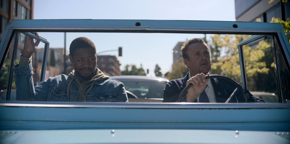 Jason Segel and Luke Tennie in "Shrinking," premiering January 27, 2023 on Apple TV+.