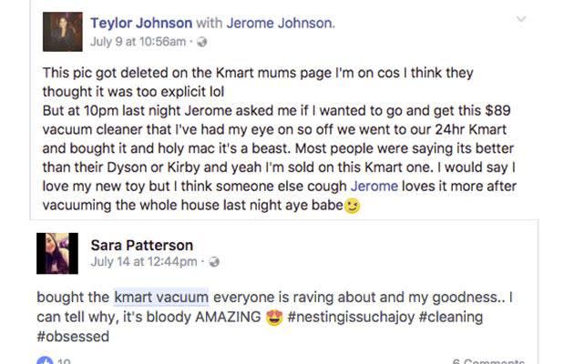 Mums having been posting about the vacuum cleaner online. Photo: Facebook