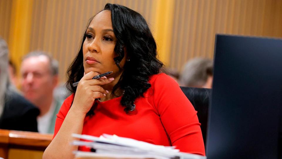 PHOTO: Fulton County District Attorney Fani Willis looks on during a hearing on the Georgia election interference case, March, 1, 2024, in Atlanta.  (Alex Slitz/AP, FILE)