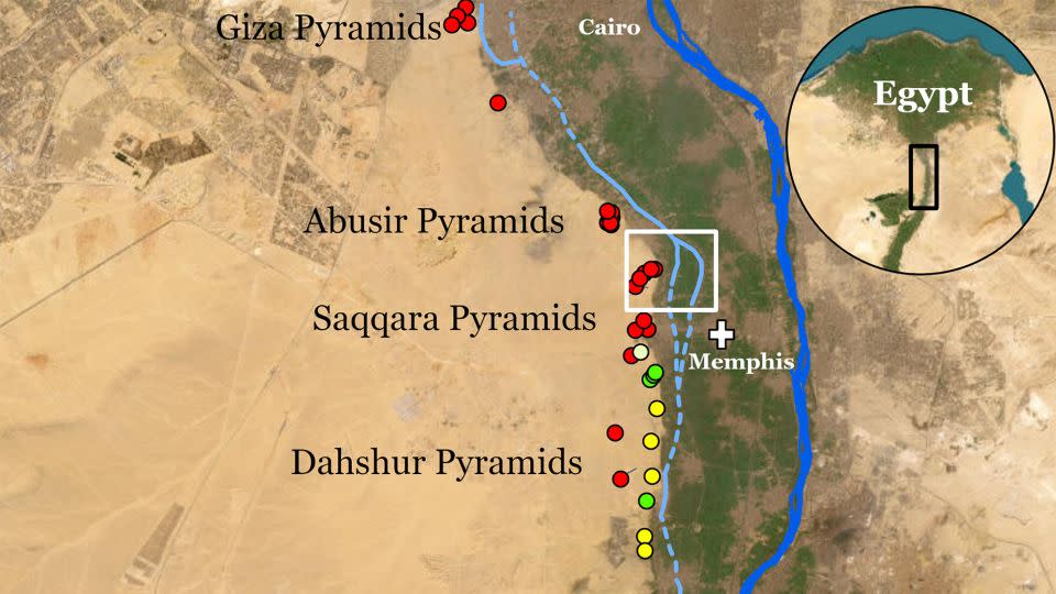 The now extinct Ahramat Branch was probably used by the ancient Egyptians to build many pyramids.  - Eman Ghoneim et al