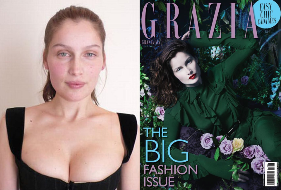 <p>Laetitia Casta, the 38-year-old model that has been seen on every runway from Victoria's Secret to Louis Vuitton, is a natural beauty. But her many covers – notably this recent one from <i>Grazia Mexico</i> – strip away every inch of that, turning her into a flawless doll. <i>[Photo: Louis Vuitton and Grazia Mexico]</i> </p>