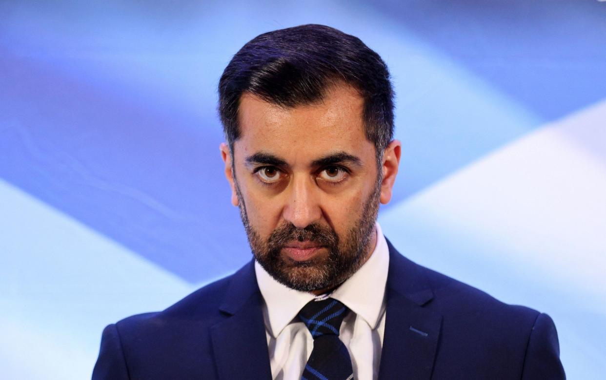 SNP leader Humza Yousaf speaks after he is announced at Murrayfield Stadium in Edinburgh, Scotland