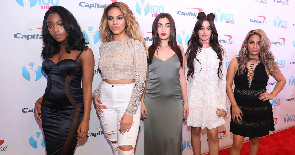 Left to right: Normani Kordei, Dinah Jane, Lauren Jauregui, Camila Cabello, and Ally Brooke of Fifth Harmony (Copyright: Getty/Aaron Davidson)