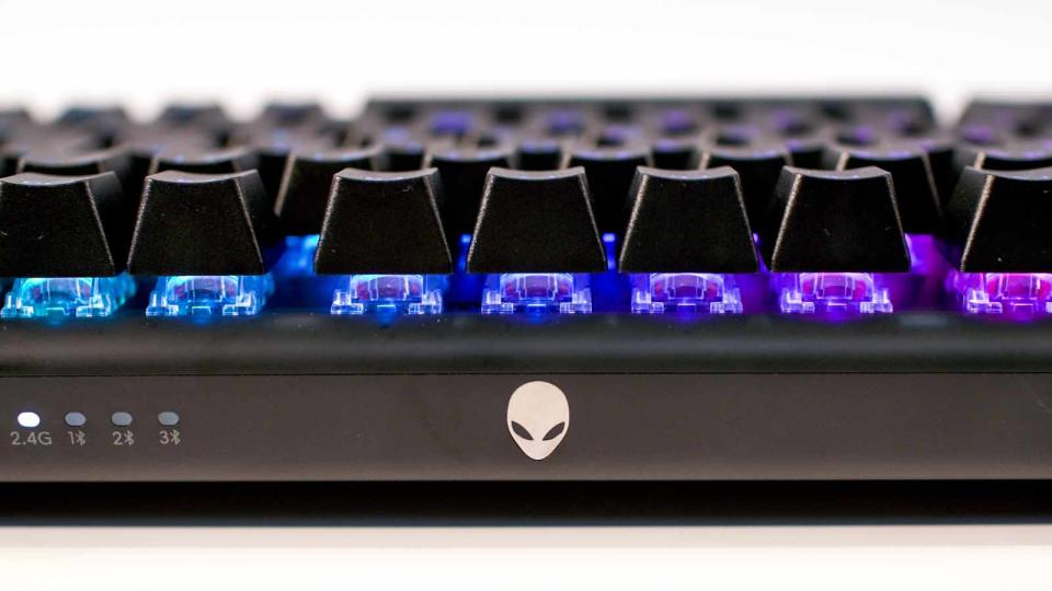 The Alienware Pro Wireless Keyboard has transparent switches to show off its RGB lighting.