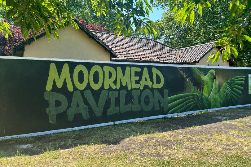 The boarded-up, old pavilion at Moormead Park, Twickenham