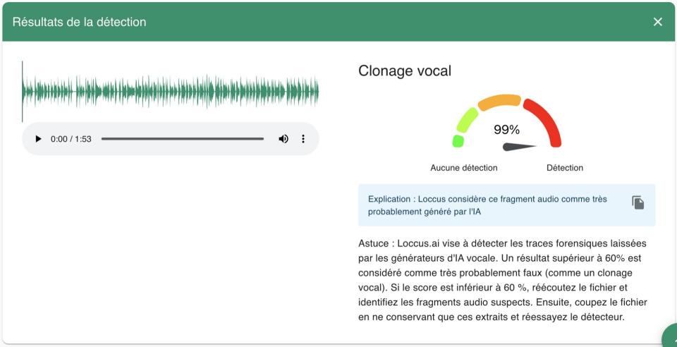 <span>Résultat de l'analyse de Loccus.ai</span>