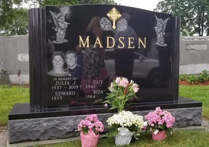 The grave site that the Madsen family had engraved for Julia Madsen.