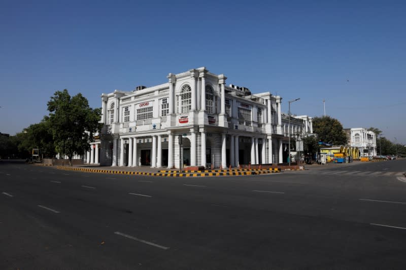 A deserted view of a market area during the coronavirus disease (COVID-19) outbreak in New Delhi