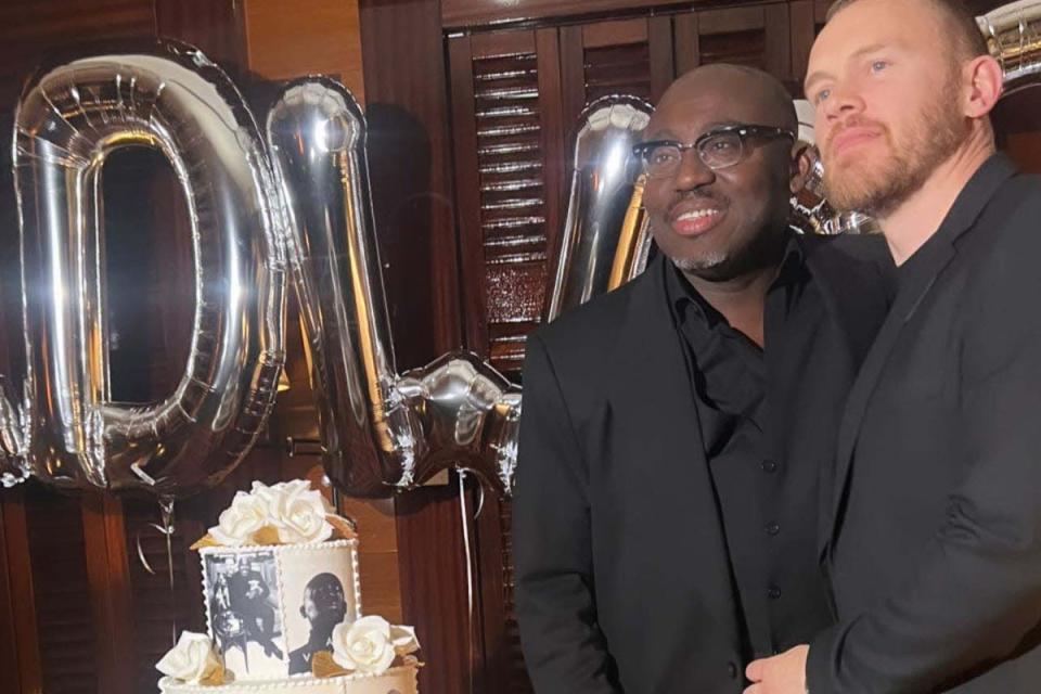 Edward Enninful and Alec Maxwell cake-cutting: Edward Enninful and Alec Maxwell cake-cutting (INSTAGRAM)