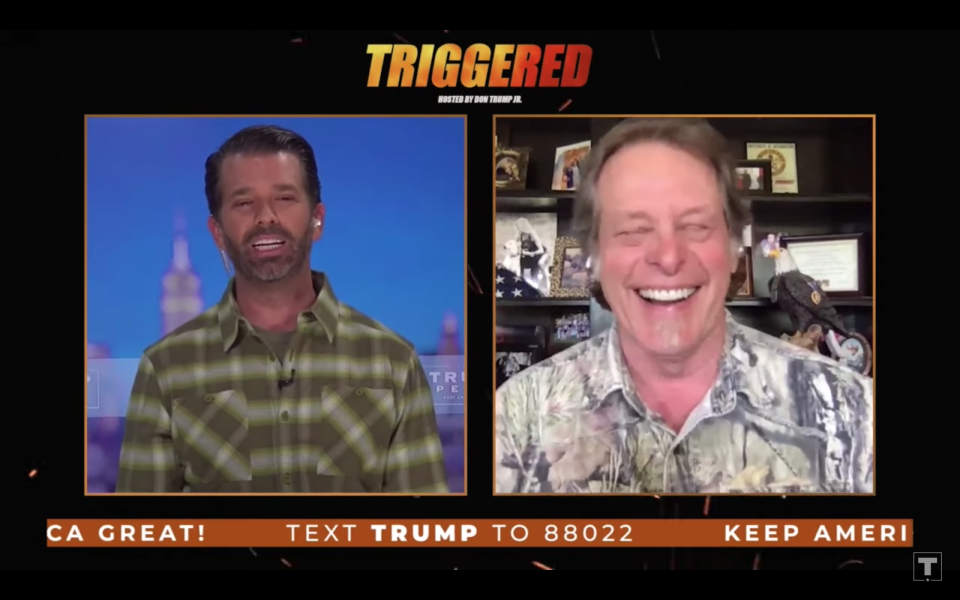 Donald Trump Jr., left, and Ted Nugent