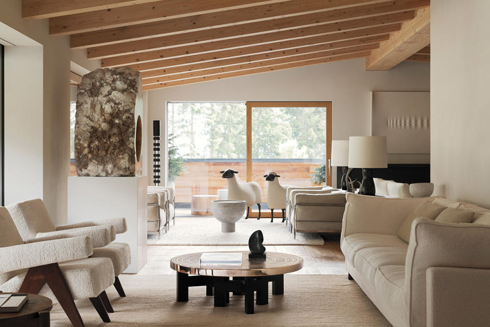 Known for his wit, Lissoni often includes moments of levity in his projects, such as the sentry sheep in the living room of this countryside holiday home.