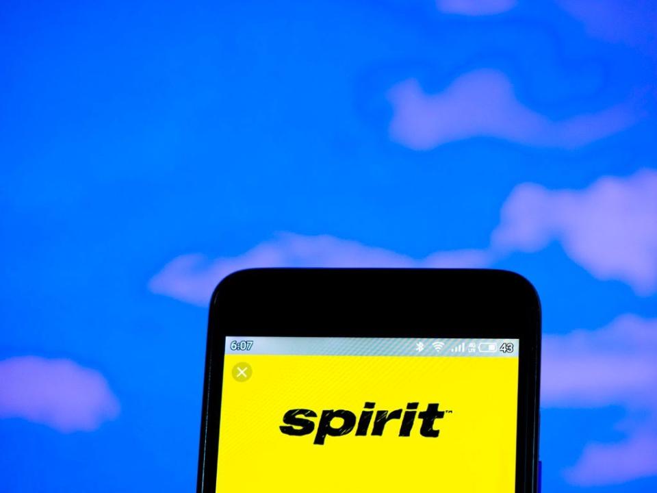 Spirit Airlines app on phone