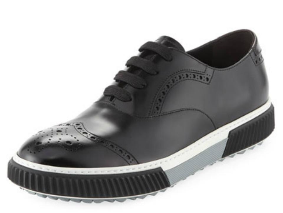 Prada Spazzolato Leather Platform Brogue Sneaker