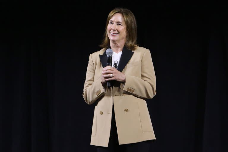 ANAHEIM, CALIFORNIA - MAY 26: Kathleen Kennedy, President, Lucasfilm attends the studio showcase panel at Star Wars Celebration for "Obi-Wan Kenobi" in Anaheim, California on May 26, 2022. The series streams exclusively on Disney+. (Photo by Jesse Grant/Getty Images for Disney)