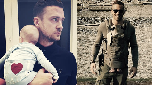 Happy Father's Day! Justin Timberlake made us squeal this morning when he shared an adorable photo of himself cradling his son Silas. "FLEXIN' on Fathers Day...#HappyFathersDay to ALL of the Dads out there from the newest member of the Daddy Fraternity!!" the singer wrote on Instagram. <strong>WATCH: Justin Shares First Photo of Silas</strong> Can you handle the sweet sentiment and that adorable little heart on Silas' onesie?! It says "I heart dad!" We literally can't even. Ryan Reynolds and Blake Lively are also first time parents, and they both got cheeky with silly but sweet messages celebrating fatherhood and their little girl. On Fathers Day, my daughter smiled at me. It was all the gift I needed as I packed a bag and left for 6 years to write a book on parenting.— Ryan Reynolds (@VancityReynolds) June 21, 2015 <strong>PHOTOS: Adorable Celeb Dads </strong> Justin and Ryan aren't the only proud papas excited to celebrate Father's Day. Their fellow Hollywood parents are also sharing family photos and lovely messages: <strong>PHOTOS: Nick Cannon Sends Mariah Carey a Mother's Day Card </strong> <strong> PHOTOS: 13 Celeb Dads Who Said the Sweetest Things About Their Kids</strong> To all the proud dads out there, a very Happy Fathers Day!! There is truly nothing like being a father. #HappyFathersDay— Nick Lachey (@NickLachey) June 21, 2015 Happy first Father's Day to this guy! We love you! pic.twitter.com/MlTVzhh9tg— Haylie Duff (@HaylieDuff) June 21, 2015 Thank you all for the #HappyFathersDay messages! I truly appreciate it! God Bless— Steve Harvey (@IAmSteveHarvey) June 21, 2015 Feel like my entire life has prepared me to be the best father I can be. I'm honored to call myself someone's Dad today. #HappyFathersDay— Theo Rossi (@Theorossi) June 21, 2015 Happy Fathers day Mark,you are such a great Dad and we all love you so much! @MarkBurnettTV #happyfathersdayDAD #happyfathersday— Roma Downey (@RealRomaDowney) June 21, 2015