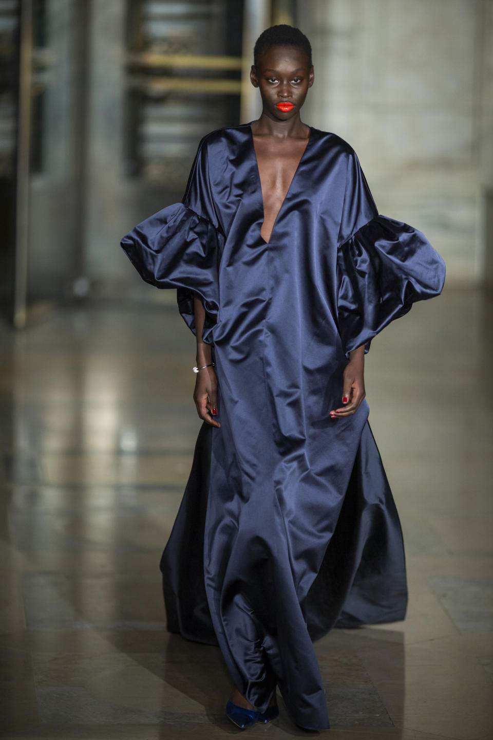 The Oscar De la Renta collection is modeled during Fashion Week, Monday, Feb. 10, 2020, in New York. (AP Photo/Eduardo Munoz Alvarez)