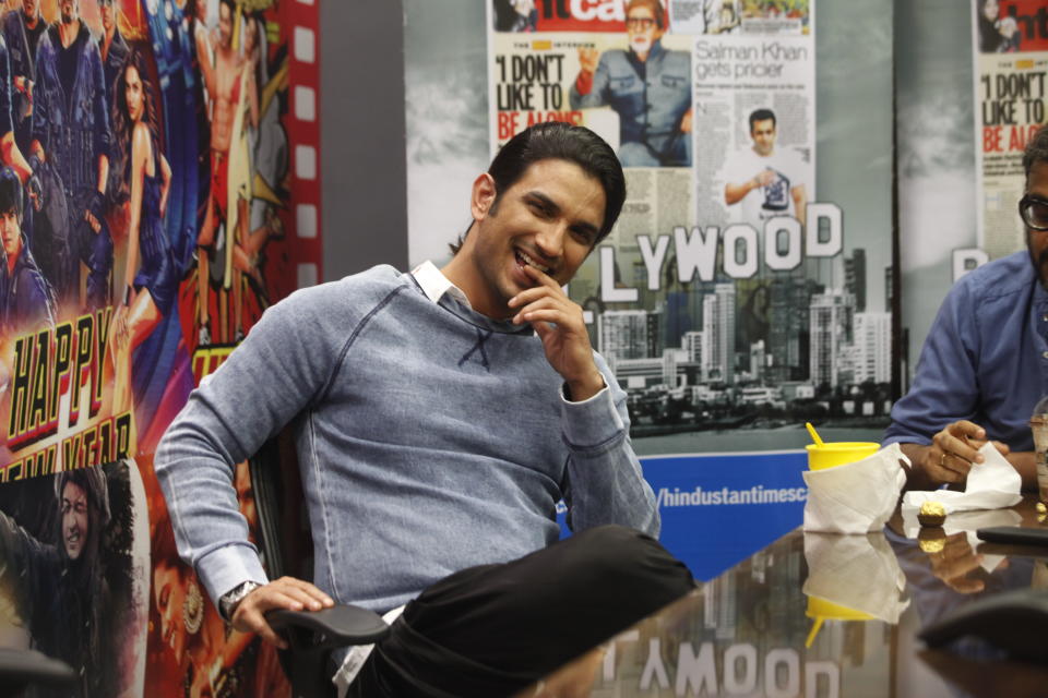 MUMBAI, INDIA - APRIL 1: Bollywood actor Sushant Singh Rajput during the promotion of his film Detective Byomkesh Bakshy at HT's Fever office, on April 1, 2015 in Mumbai, India.  (Photo by Vidya Subramanian/Hindustan Times via Getty Images)