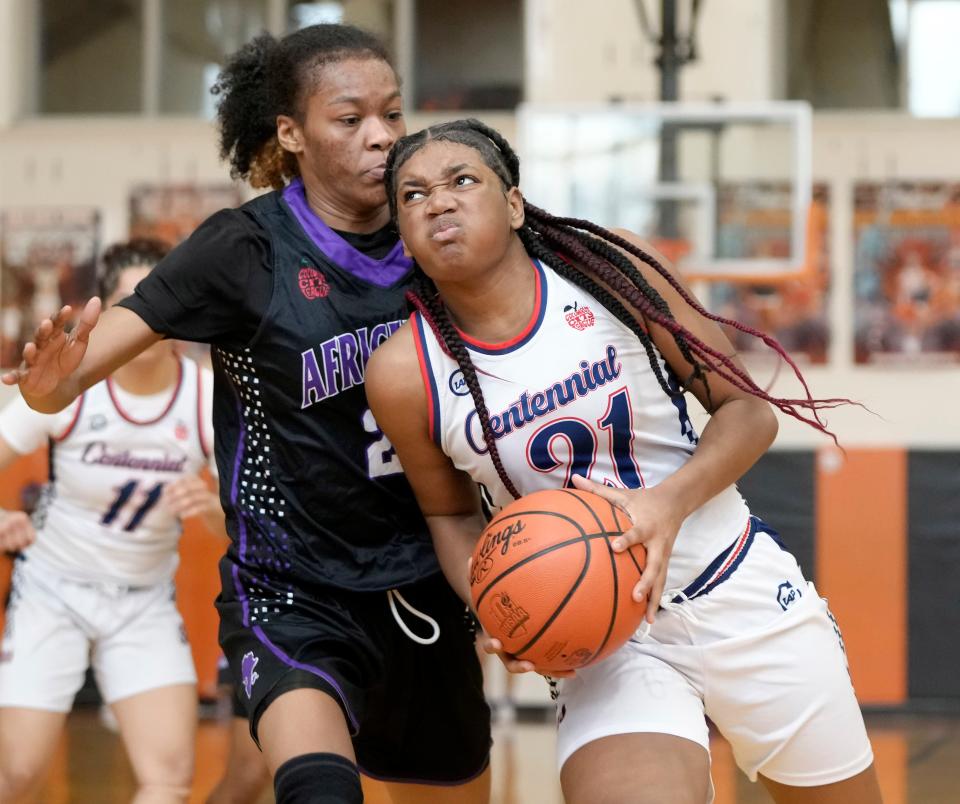 Kamryn Grant, left, leads Africentric into a Division III state semifinal against LaGrange Keystone at 6 p.m. Thursday at University of Dayton Arena.