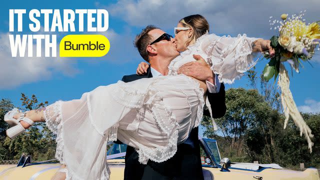 <p>Bumble</p> Bumble is providing 50 couples with free weddings or vow renewals at the Little White Wedding Chapel in Las Vegas in June 2024