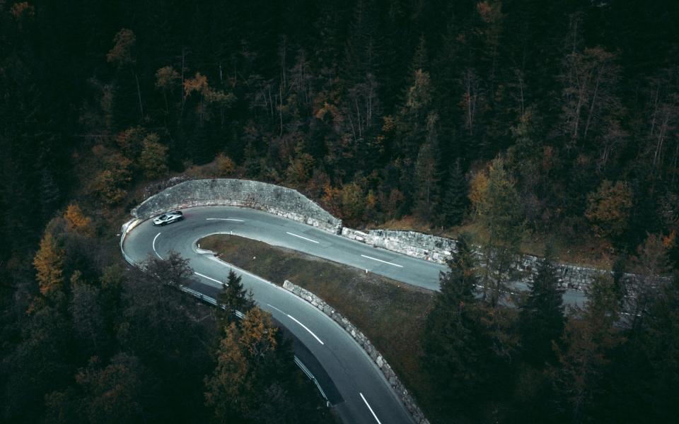 A bird's-eye view: the Alpine roads below