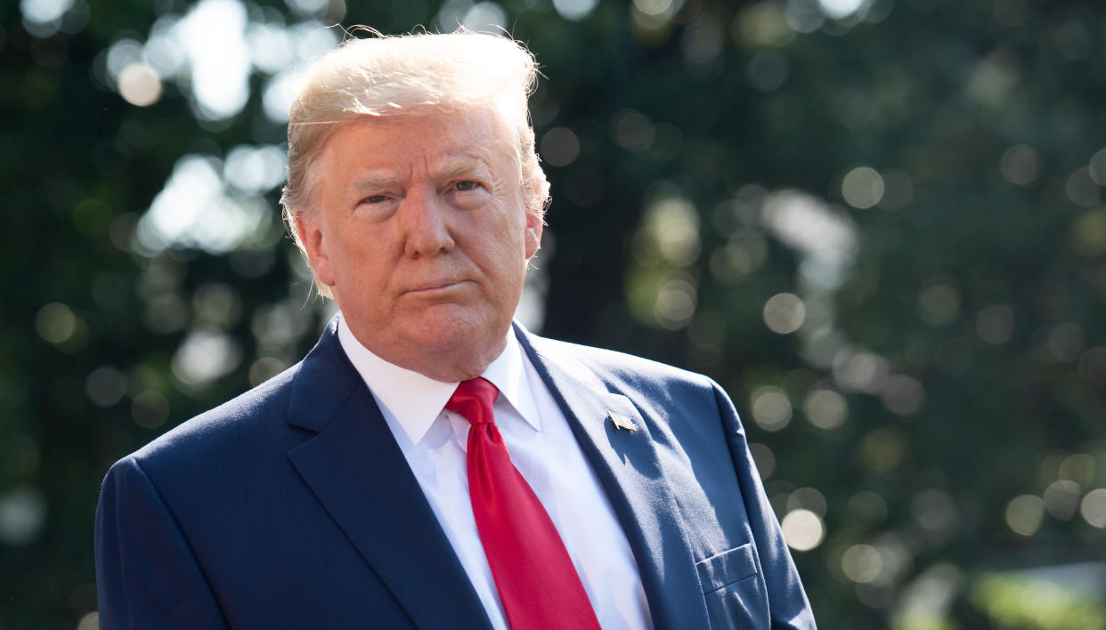 President Donald Trump speaks to the media prior to departing from the South Lawn of the White House in Washington, DC, July 30, 2019. (Photo: Saul Loeb/AFP/Getty Images)