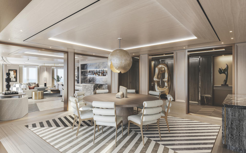 A rendering of the Regent Suite 2 on the Regent Seven Seas Grandeur