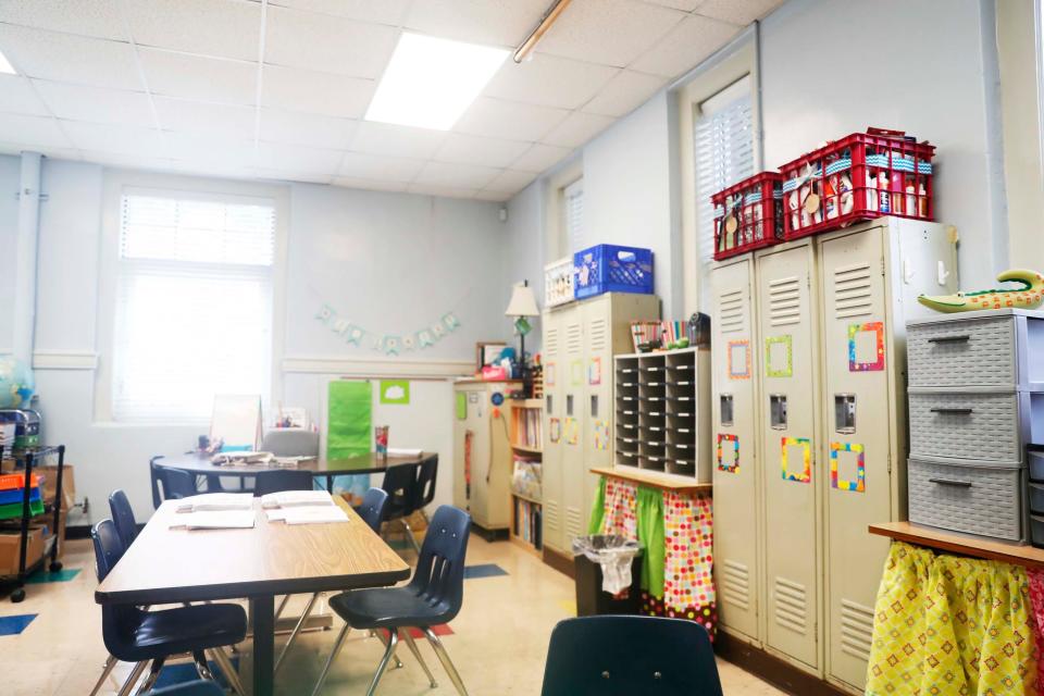 Memphis-Shelby County Schools teachers get ready for the new school year. The classroom of Shannon Emmons, a first-grade teacher at Snowden School, is seen here on Aug. 4, 2023, in Memphis, Tennessee.