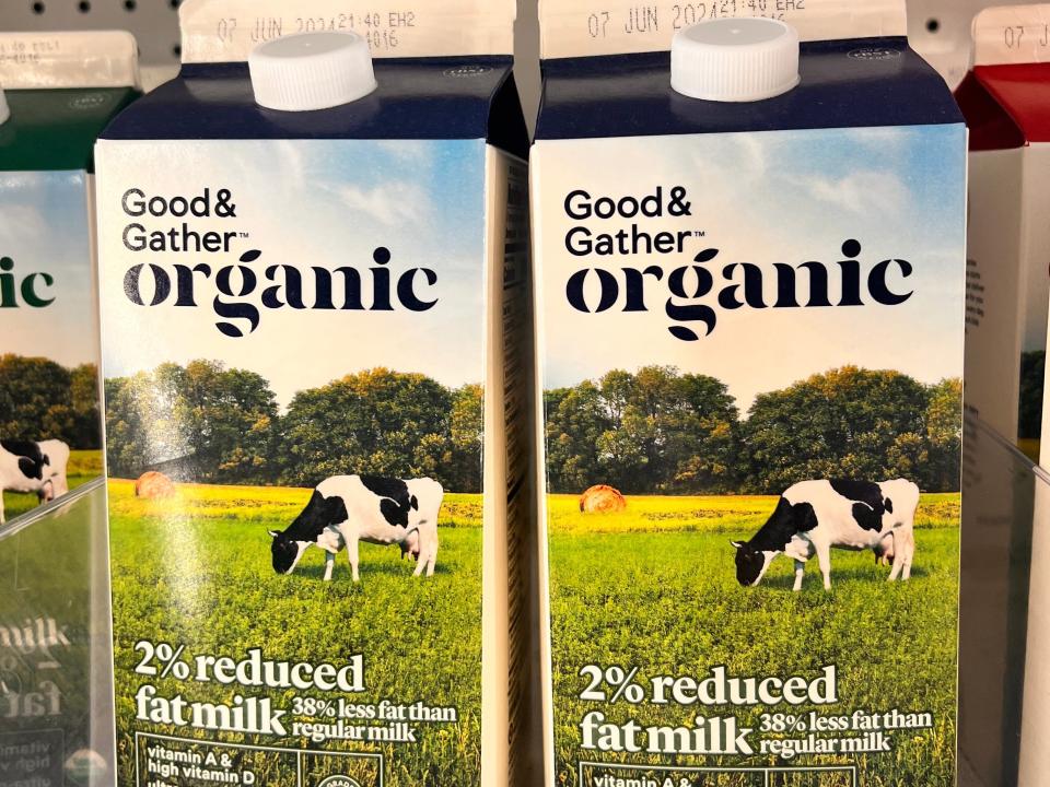 good and gather organic 2% milk in the fridge at target