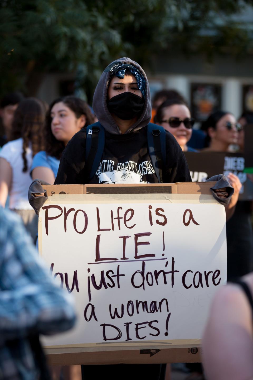 El Pasoans gathered at San Jacinto Plaza on Friday, June 24, to show their concern hours after the U.S. Supreme Court overturned Roe v. Wade.