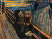 <p>Künstlerisch geht es auch in diesem Beispiel zu: “Der Schrei” von Edvard Munch wird in etwas abgewandelter Form dazu benutzt, Trumps Abneigung gegen Homosexuelle zu parodieren. Gelungen! (Bild-Copyright: artunitinc/Imgur) </p>