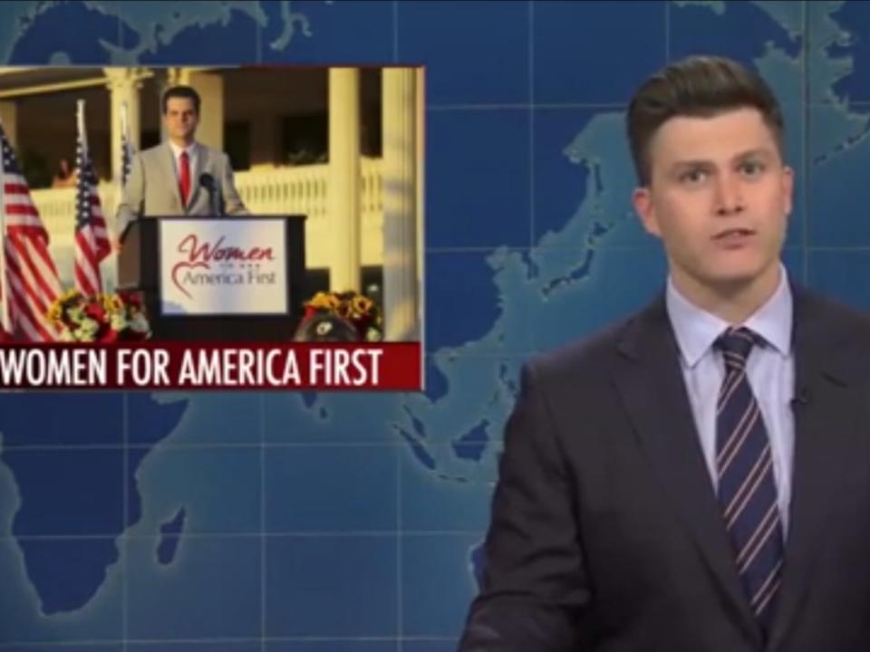 <p>Saturday Night Live host Colin Jost ridicules congressman Matt Gaetz</p> (SNL/NBC)