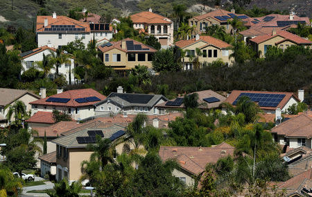 Multiple homes with solar panels are shown in Scripps Ranch, San Diego, California, U.S. October 5, 2016. Picture taken October 5, 2016. REUTERS/Mike Blake