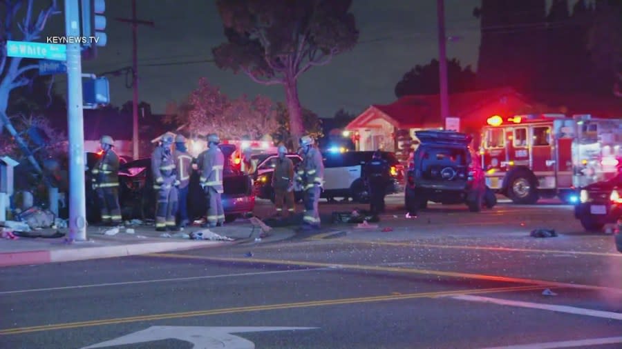 Three women were killed and another three victims were injured after a violent crash in Pomona involving a driver under the influence on Mar. 2, 2024. (KeyNewsTV)