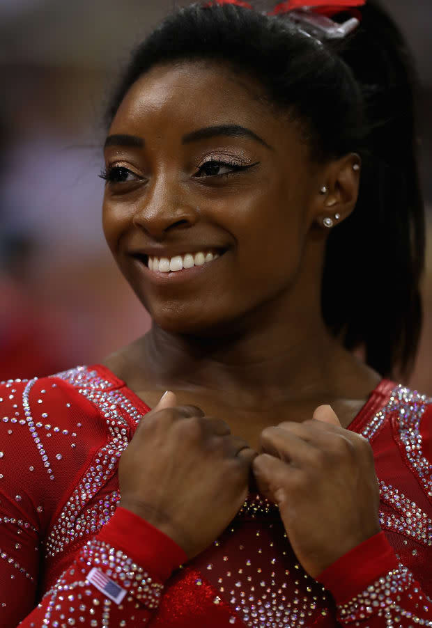 Simone Biles at the 2018 FIG Artistic Gymnastics Championships in Doha, Qatar. Photo: Francois Nel/Getty Images