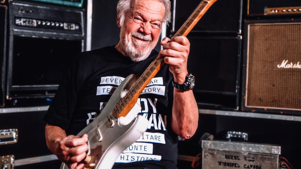 Randy Bachman plays his white 1954 Fender Stratocaster