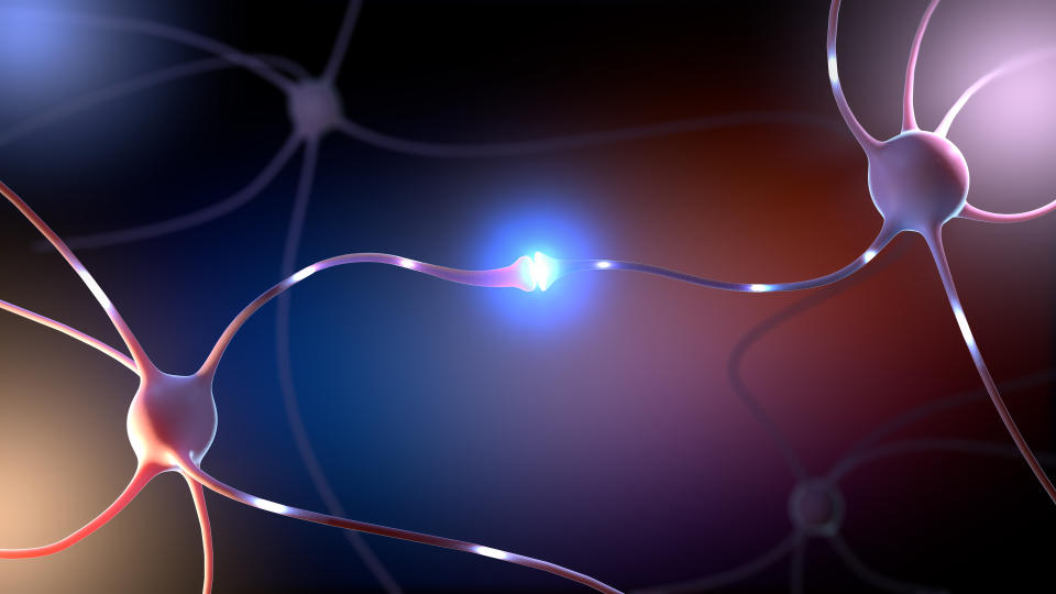 3d illustration of a synapse part of a neuron or nerve cell