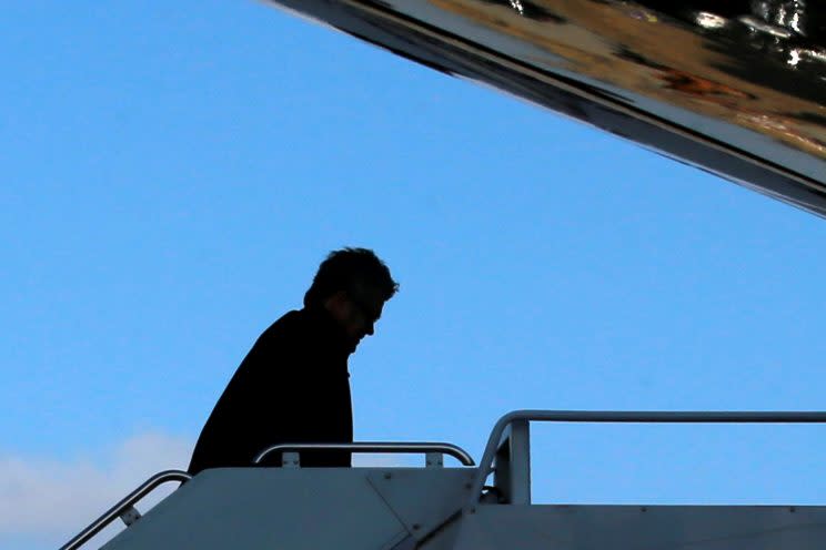 Steve Bannon boards Air Force One to return to Washington with President Trump from Philadelphia. (Photo: Jonathan Ernst/Reuters)