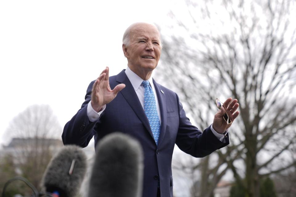 Joe Biden speaks to the media at the White House on Tuesday (AP)