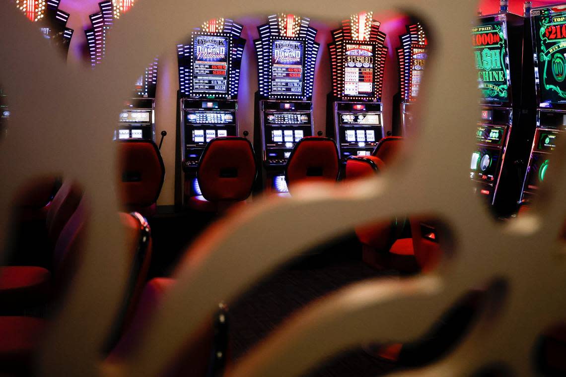 Gaming machines sit in the new high limit section of Two Kings Casino in Kings Mountain, N.C., Wednesday, June 1, 2022.