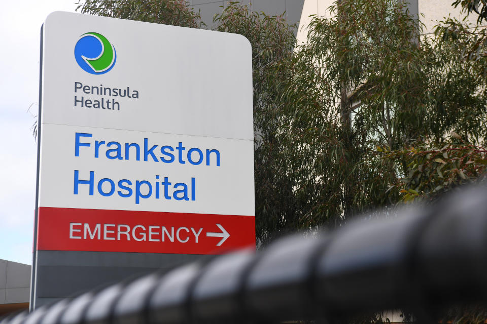 General view of signage for the Frankston Hospital in Melbourne. Source: AAP