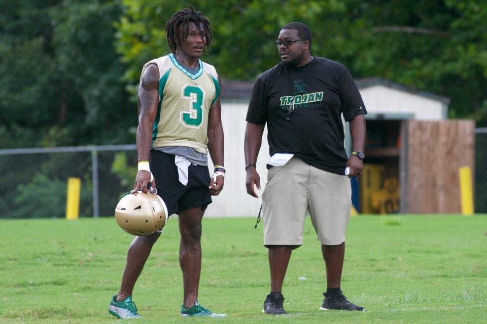 Lincoln football players participate in the first day of practice on Aug. 1, 2022, at Lincoln High School.