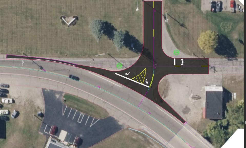 Proposed realignment of the Clay-Division-Industrial streets intersection.