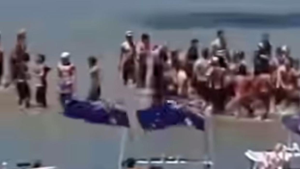 An Australia Day raft-up on the Swan River in WA turned violent. Picture: 9NEWS