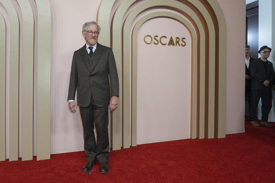 Steven Spielberg arrives at the 96th Academy Awards Oscar nominees luncheon on Monday, Feb. 12, 2024, at the Beverly Hilton Hotel in Beverly Hills, Calif. (Photo by Jordan Strauss/Invision/AP)