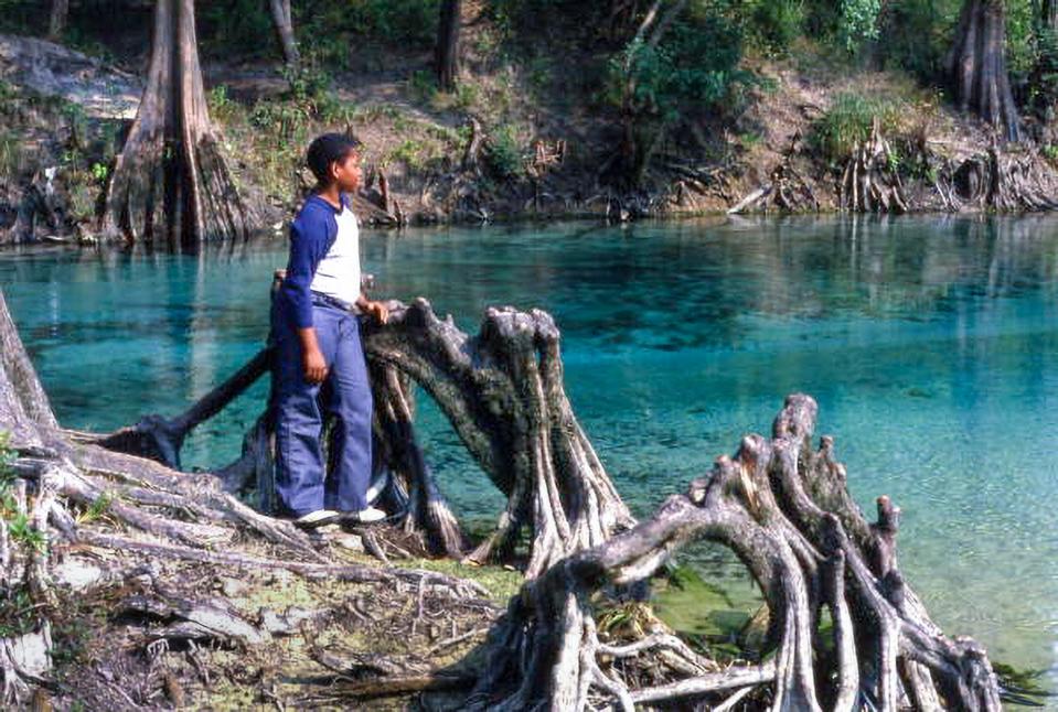 A young visitor surveys the spring in 1969, a few years before it became a state park