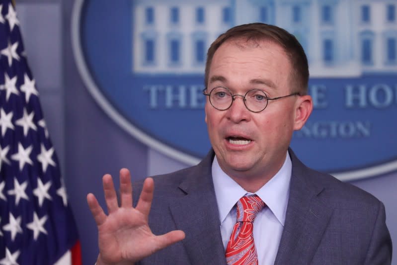 FILE PHOTO: Acting White House Chief of Staff Mulvaney addresses media briefing at the White House in Washington