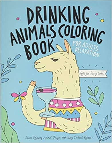 drinking animals coloring book for adults relaxation