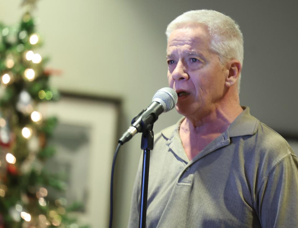 John Willis sings The Doors' "Riders on the Storm" on Monday, Dec. 4, 2023, during a Jam Night at the Massillon Public Library.